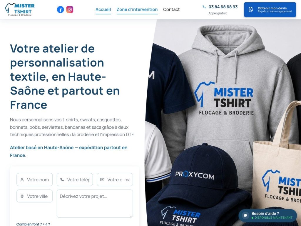 Site internet Mister Tshirt